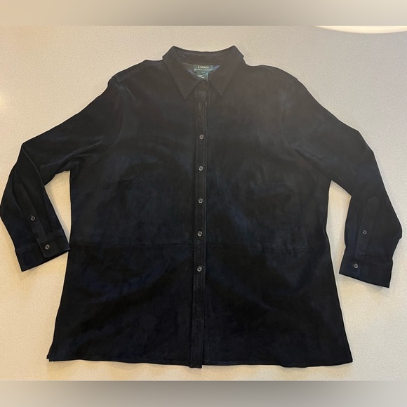 Vintage Ralph Lauren Black Leather Suede Jacket / Shirt 3X Plus Size Shacket - Picture 14 of 16